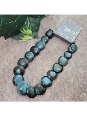 ZAD brown & turquoise round resin bead necklace